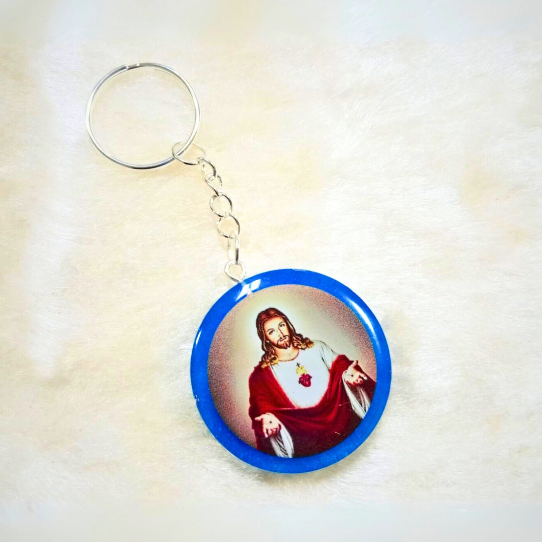 Jesus Round Religious Keychain