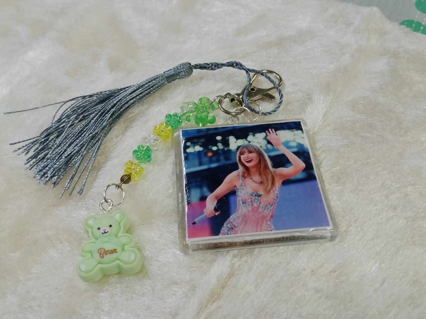Personalized Double Side Photo Keychain with Beads